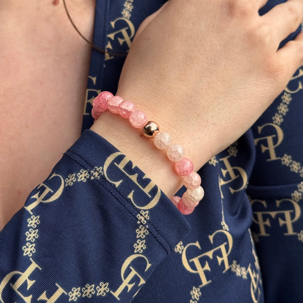 Strawberry Quartz Bracelet | Delicate Pink Gemstone & Rose Gold