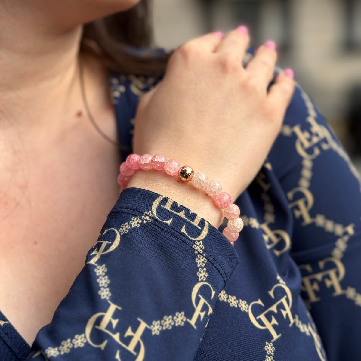 Strawberry Quartz Bracelet | Delicate Pink Gemstone & Rose Gold