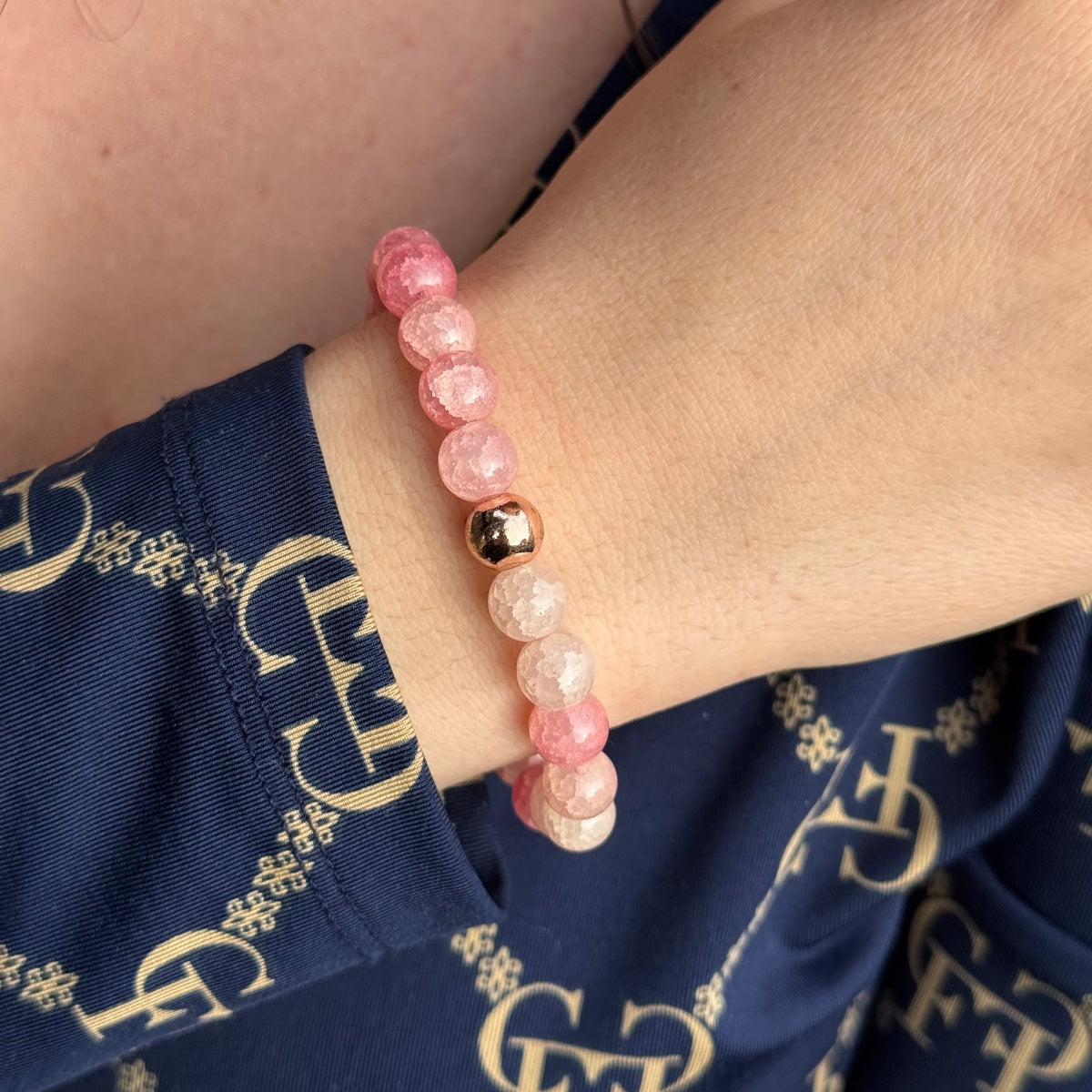 Strawberry Quartz Bracelet | Delicate Pink Gemstone & Rose Gold