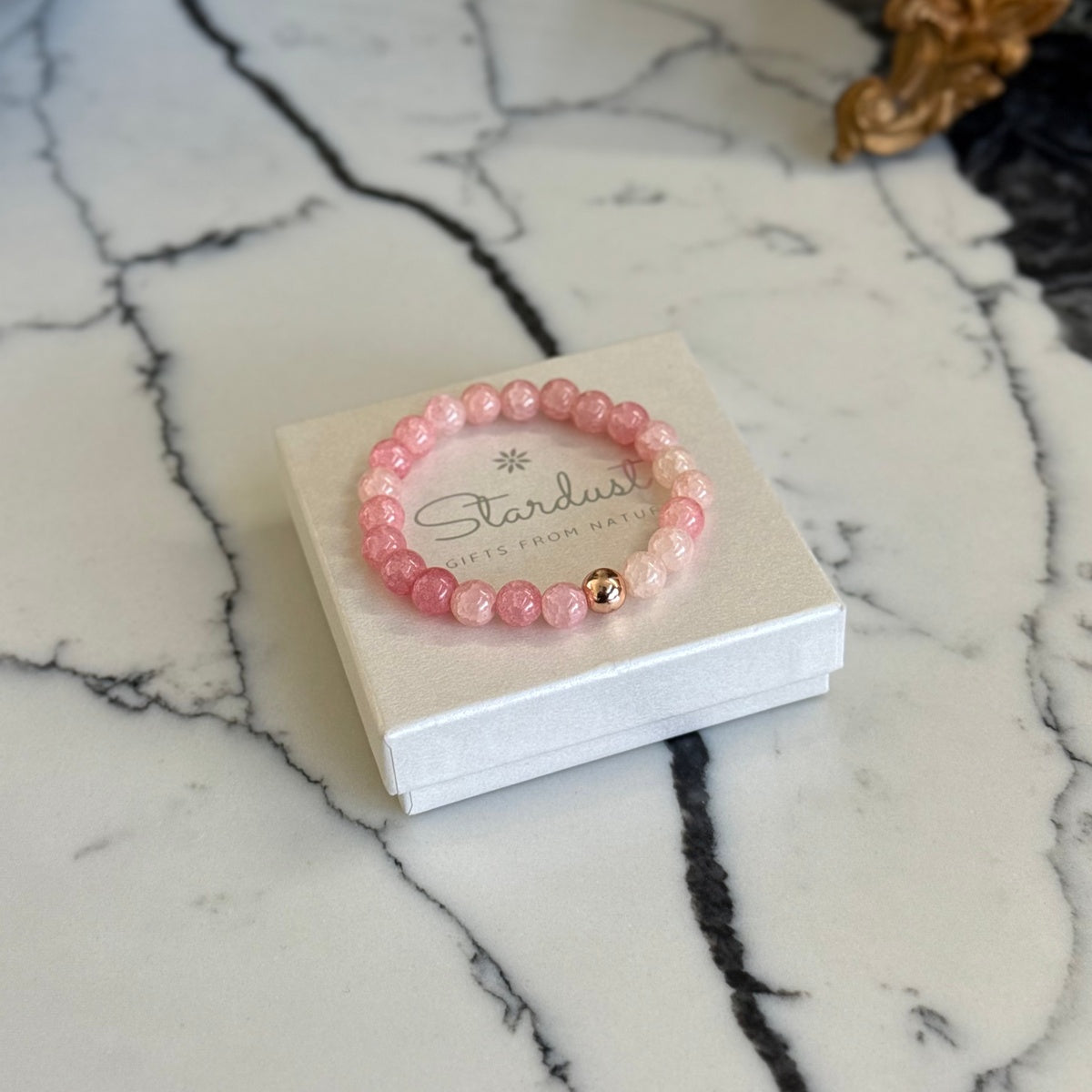 Strawberry Quartz Bracelet | Delicate Pink Gemstone & Rose Gold
