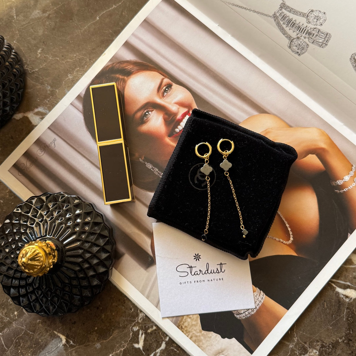 Éclat d’Argent | Handmade Hematite Clover Earrings