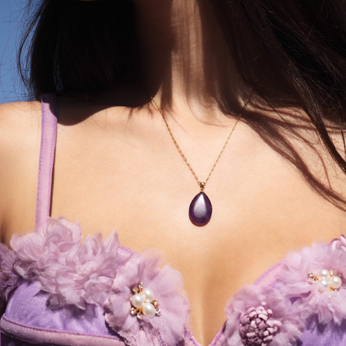 Amethyst Drop Pendant 1.5x2.5cm