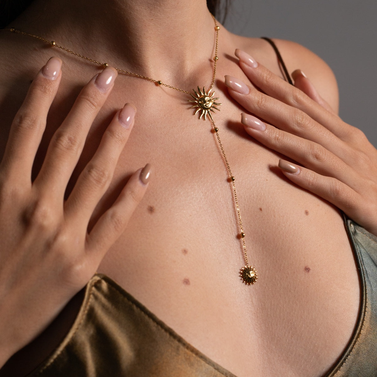 Bohemian Long Sun Necklace 18K Gold Plated Stainless Steel