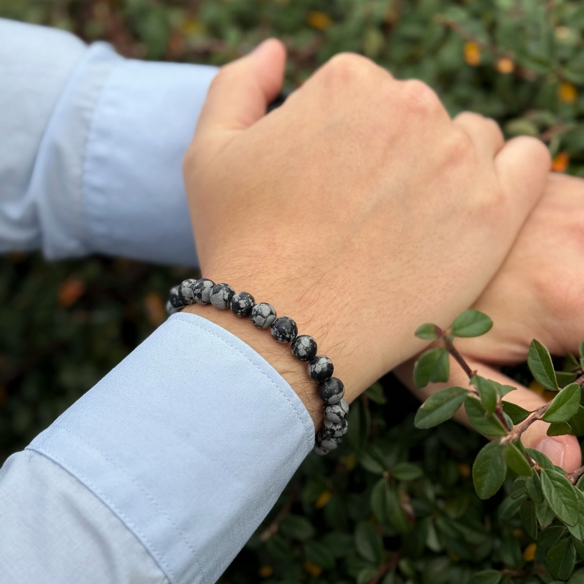 Men’s Snowflake Obsidian Bracelet | 18K Gold & Adjustable