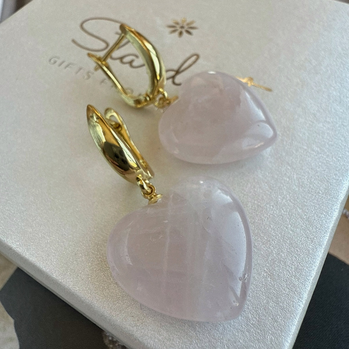 Rose Quartz Heart Earrings