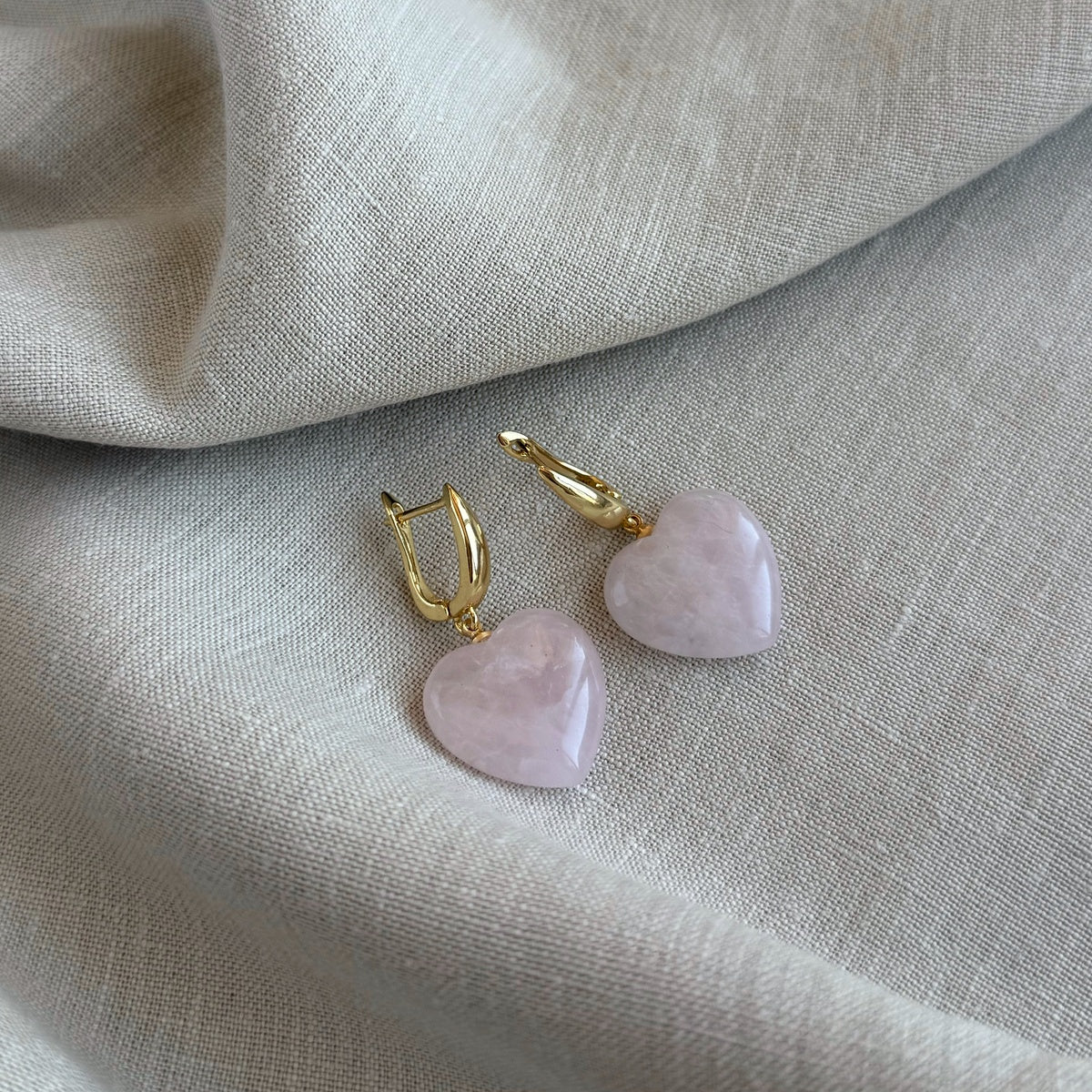 Rose Quartz Heart Earrings