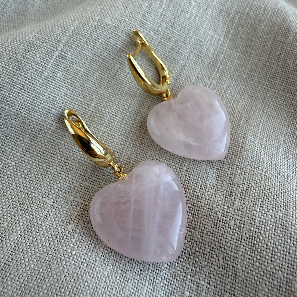 Rose Quartz Heart Earrings