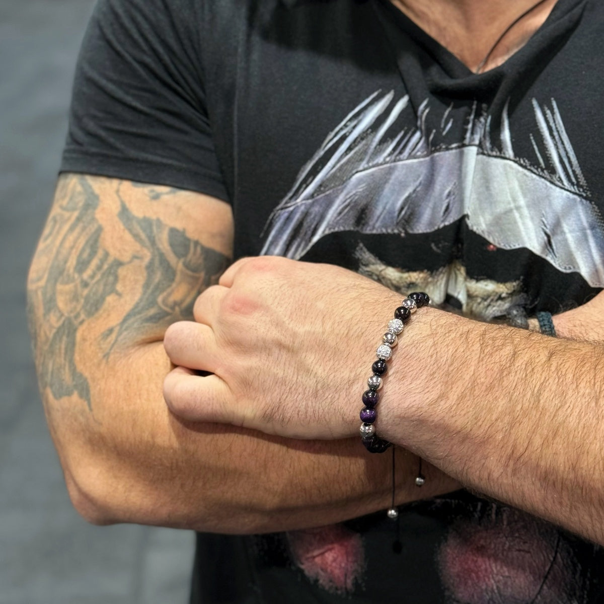 Luxury Men’s Bracelet Purple Tiger Eye Bracelet for Him