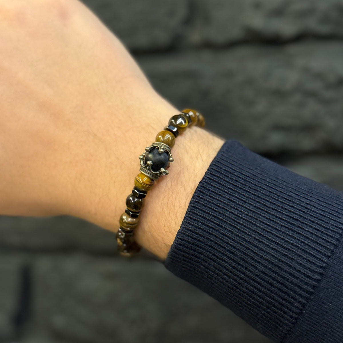MAJESTY | Men’s Tiger Eye & Black Onyx Bracelet
