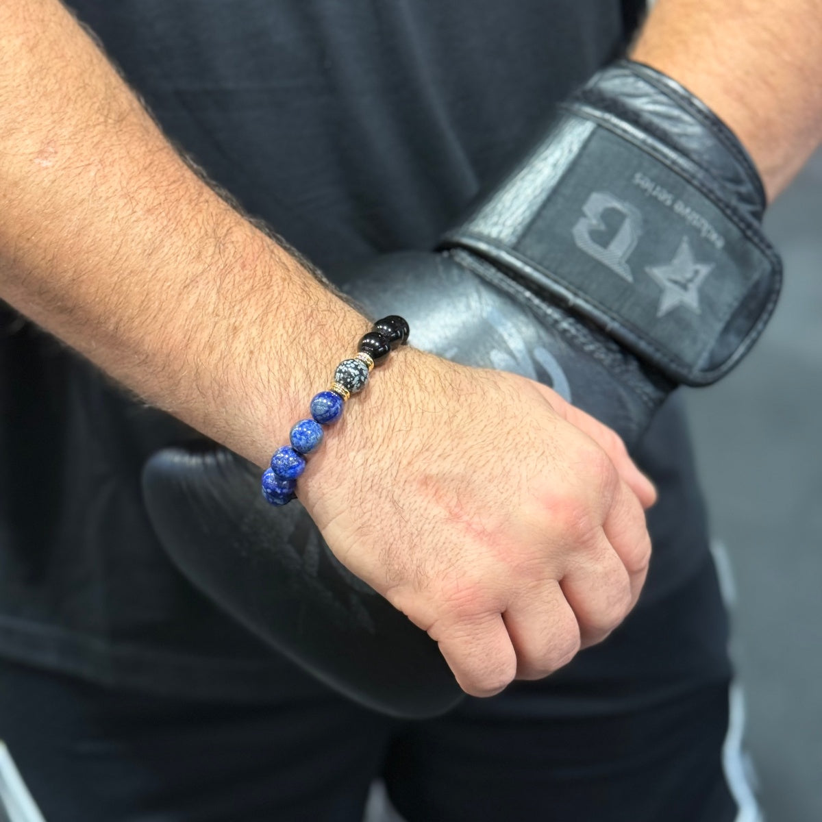 Men’s Lapis Lazuli & Tiger Eye Bracelet | 18K Gold Accents