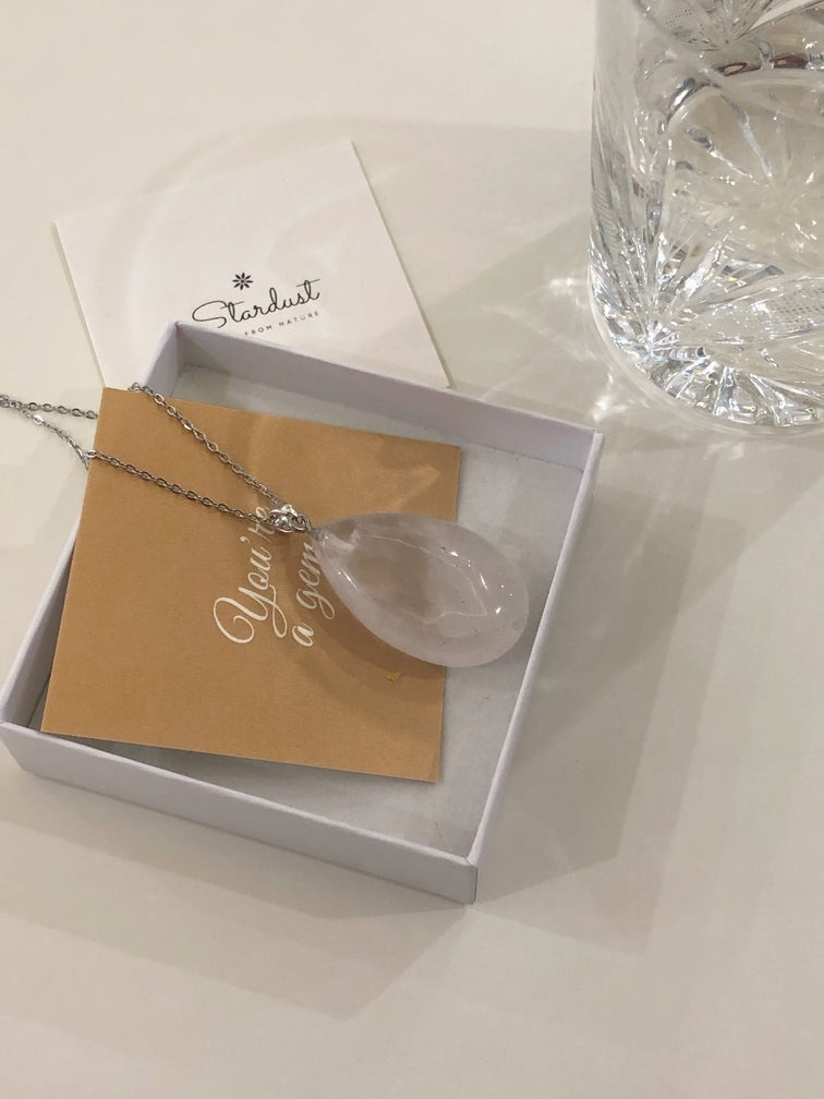"Clarity" Gemstone Drop-Shaped Clear Quartz Pendant