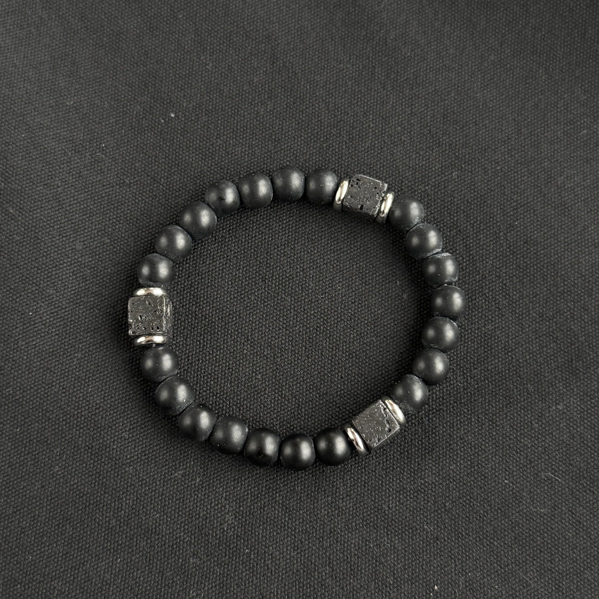 Snowflake Obsidian and Rutilated Quartz beaded bracelet 12mm