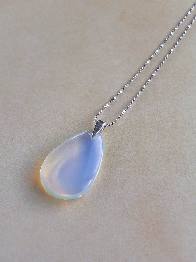 Waterdrop Opalite Pendant in sterling silver necklace