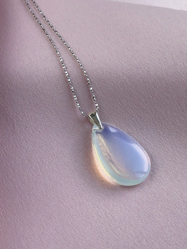 Waterdrop Opalite Pendant in sterling silver necklace