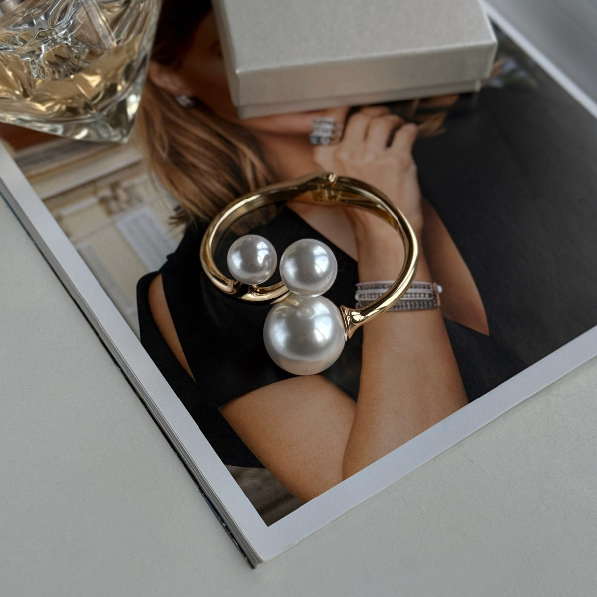 Triple Pearl Cuff Bracelet