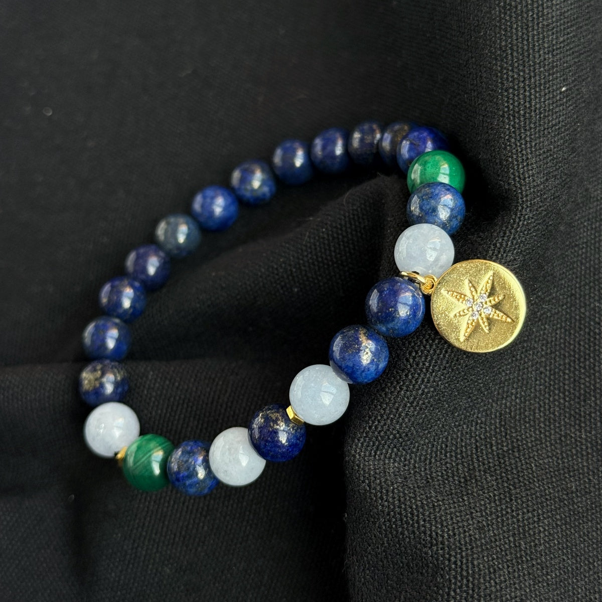 Premium Lapis Lazuli Bracelet with Malachite and Angelite
