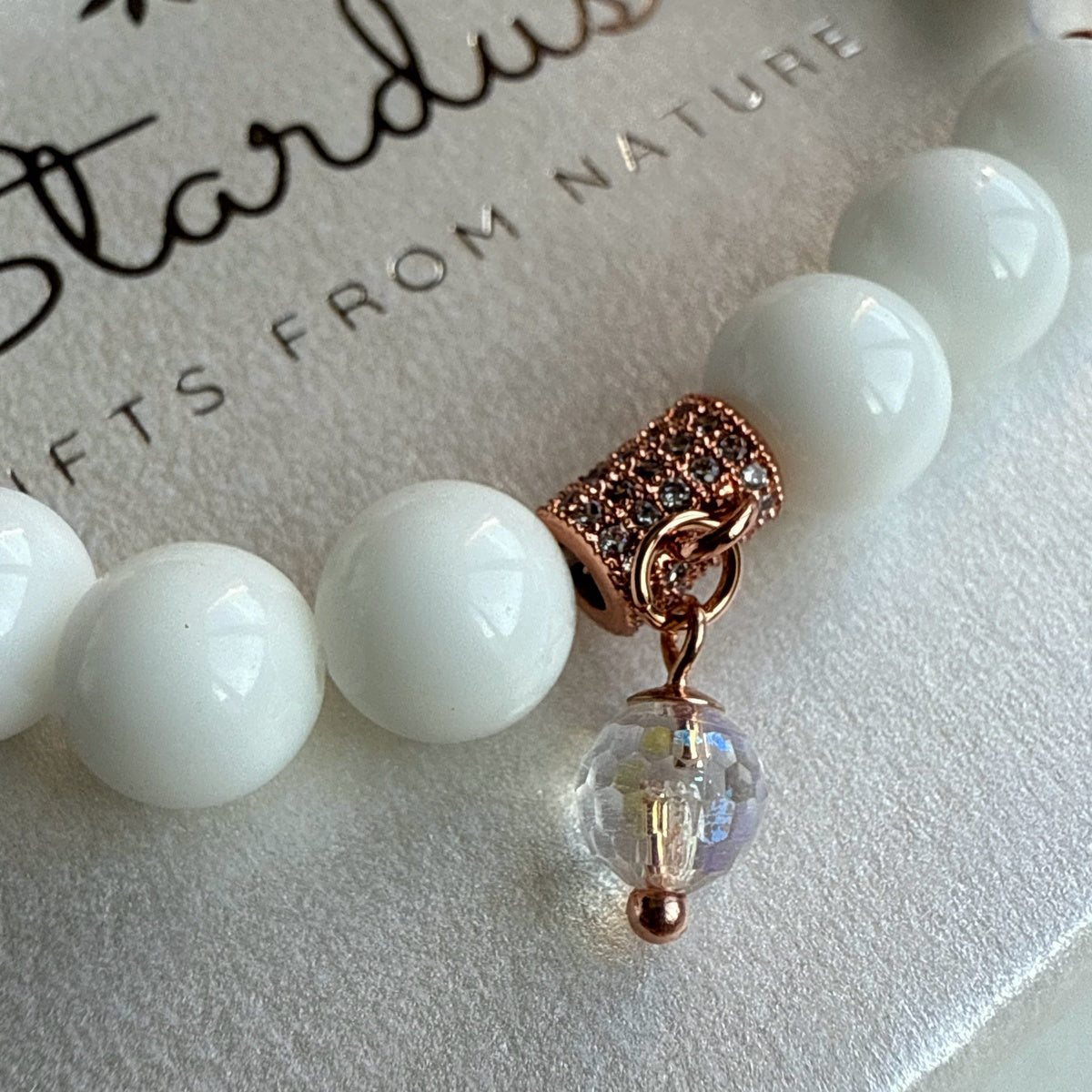 "Touch of luxury" White Agate bracelet with Aqua Aura Quartz