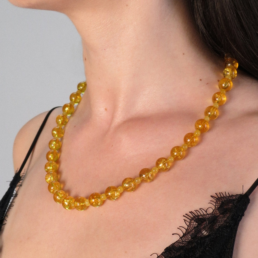 Natural Unheated 10mm Citrine Bead Necklace