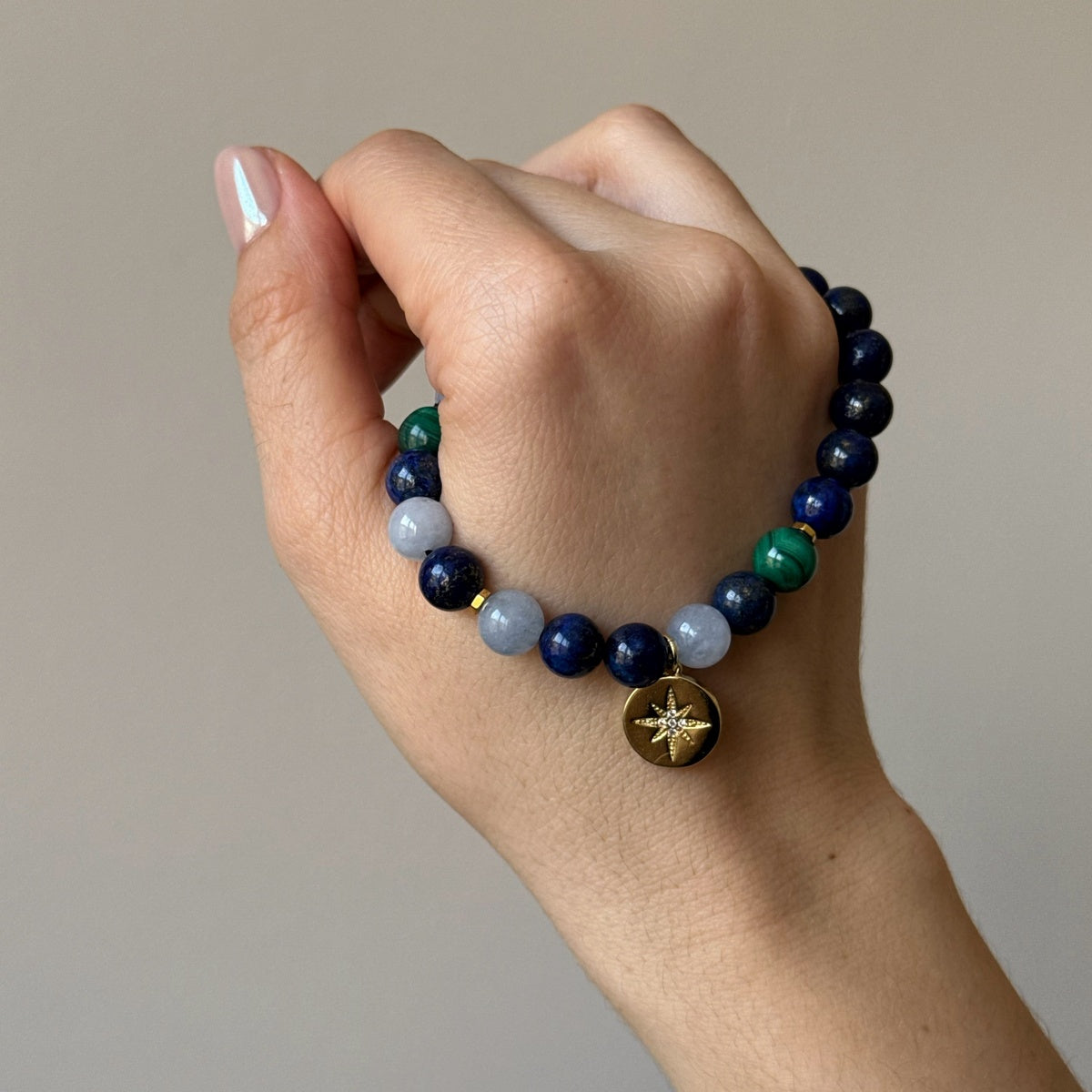 Premium Lapis Lazuli Bracelet with Malachite and Angelite