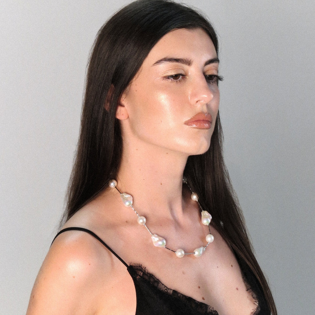 Silver Baroque Pearl Necklace