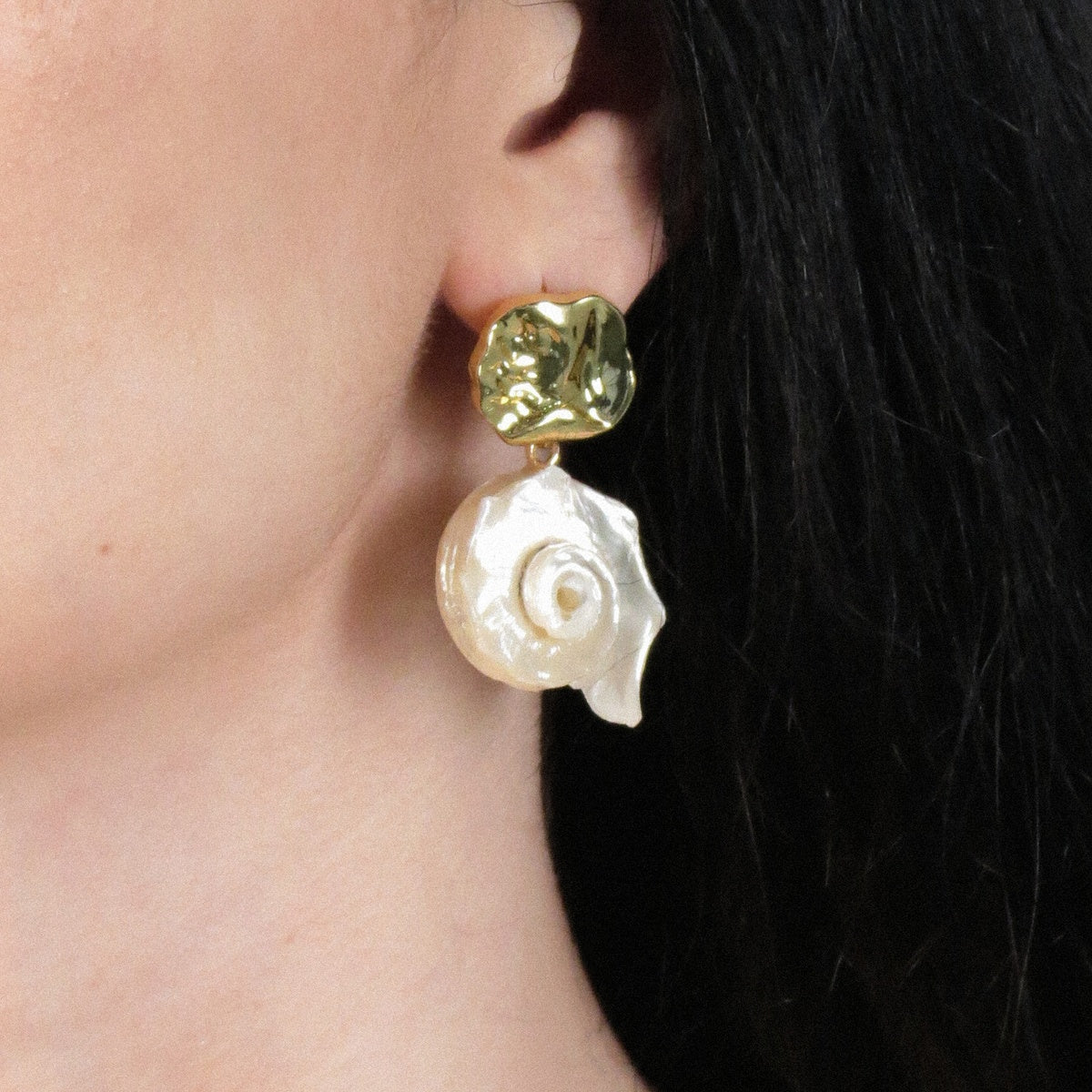 Asymmetrical Freshwater Pearl Earrings, Handmade Pearl Statement Earrings