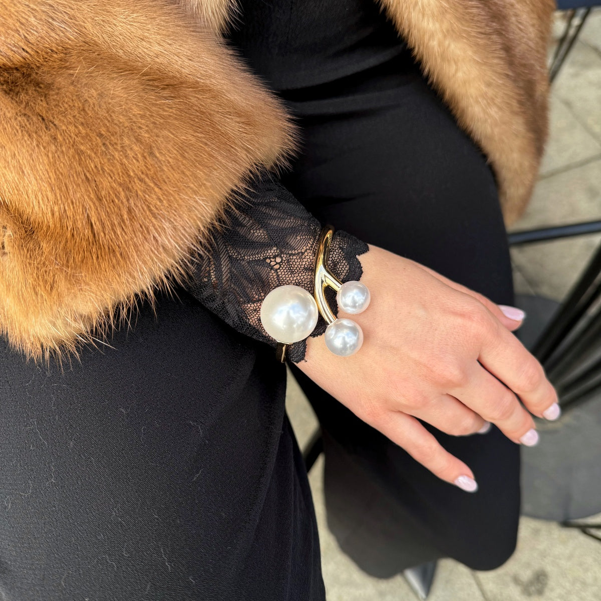 Triple Pearl Cuff Bracelet