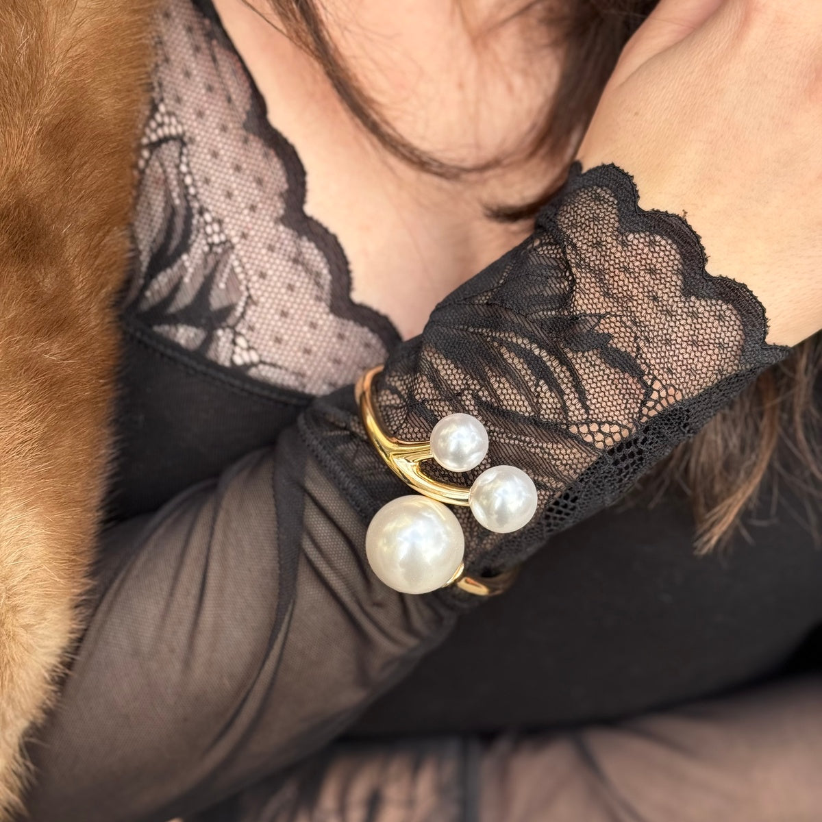 Triple Pearl Cuff Bracelet