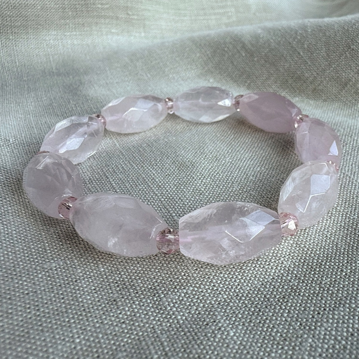 Large faced Rose Quartz bracelet