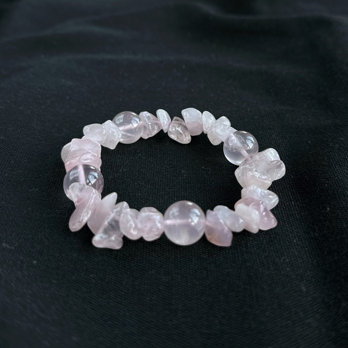 Madagascar Rose Quartz Bracelet | Deep Pink Crystal Chips