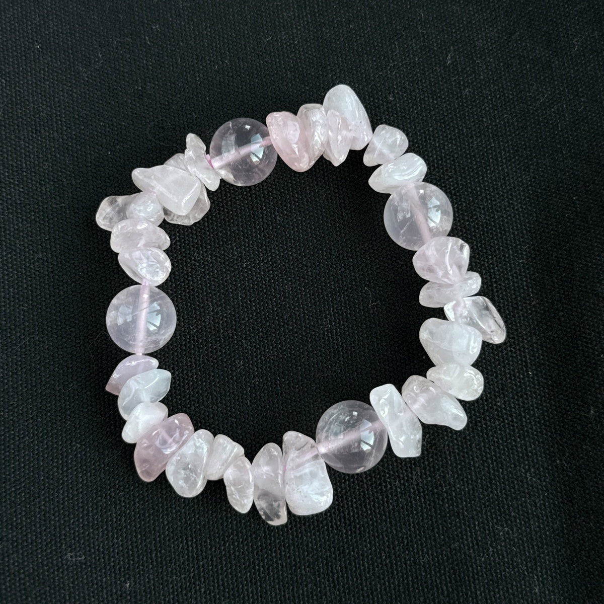 Madagascar Rose Quartz Bracelet | Deep Pink Crystal Chips