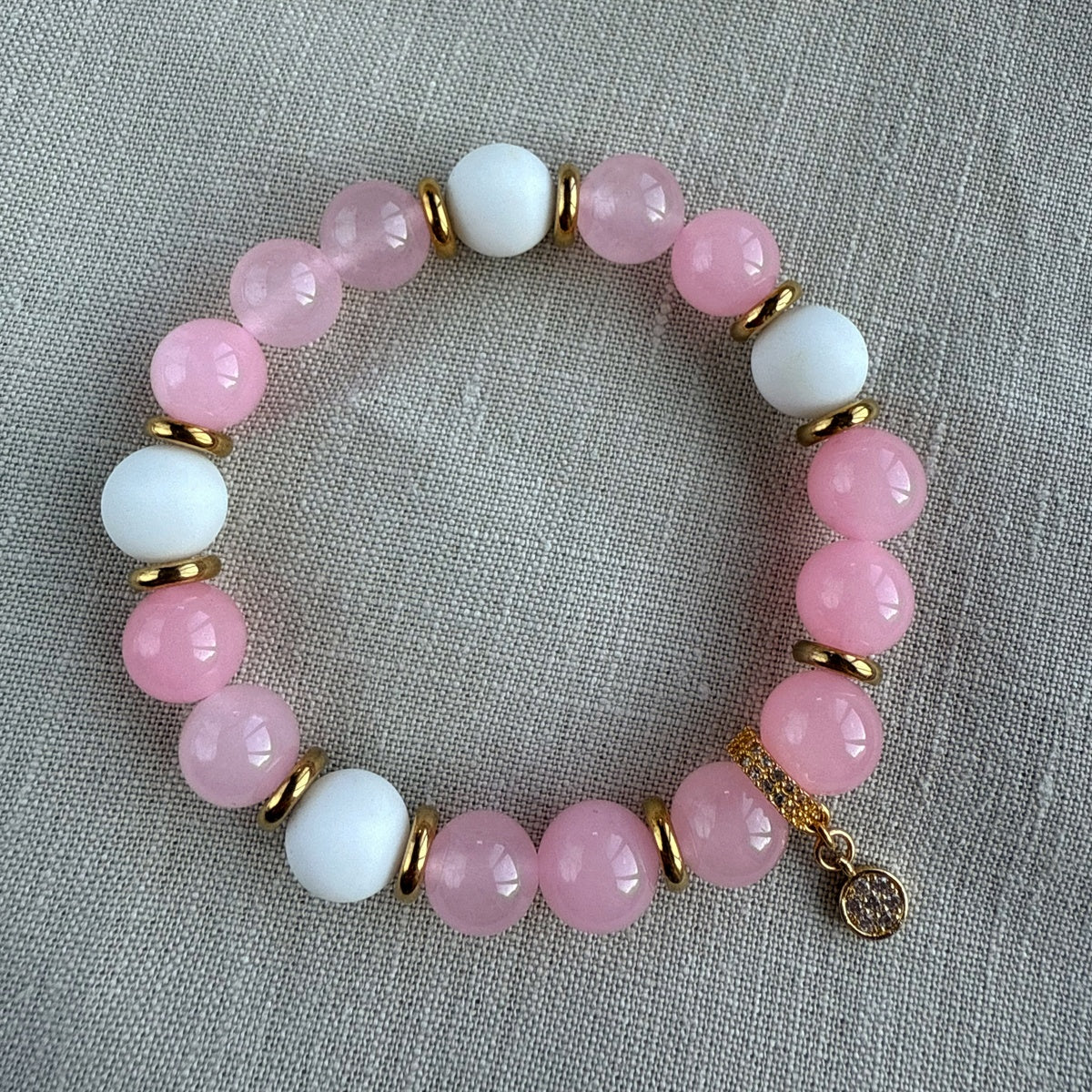 Luxury Rose Quartz & White Coral Beaded Bracelet