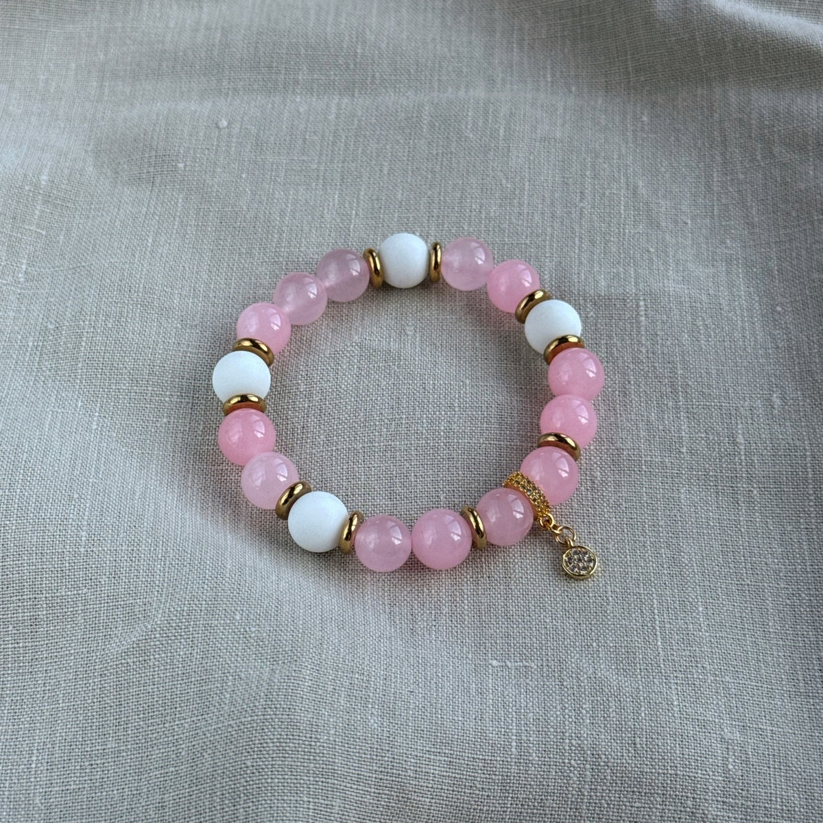 Luxury Rose Quartz & White Coral Beaded Bracelet