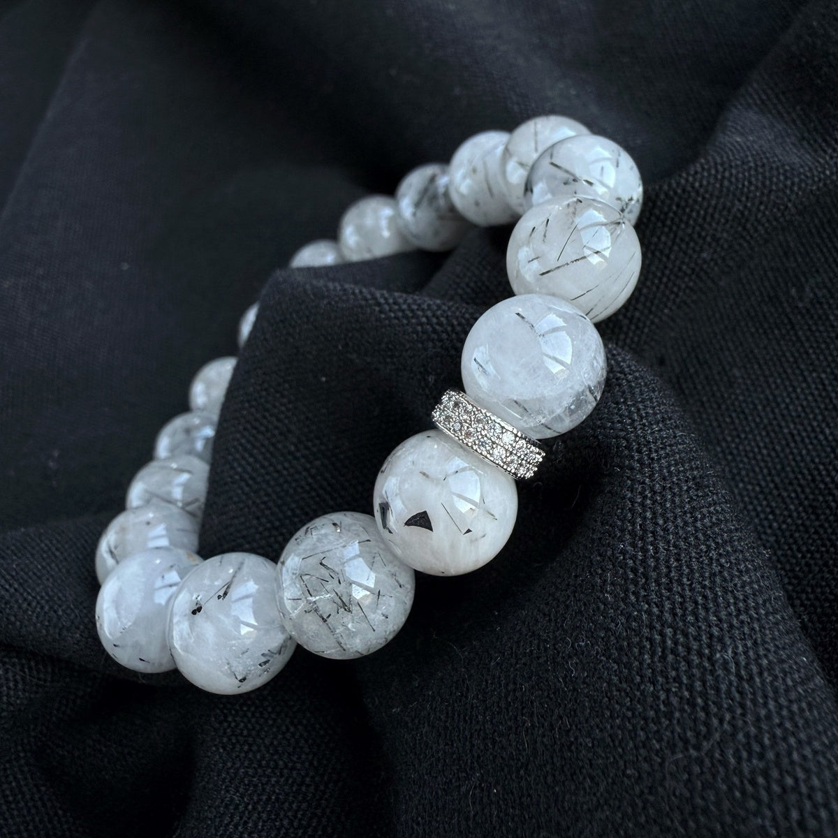 Rutilated Quartz Bracelet | Natural Gemstone & Zircon Accent