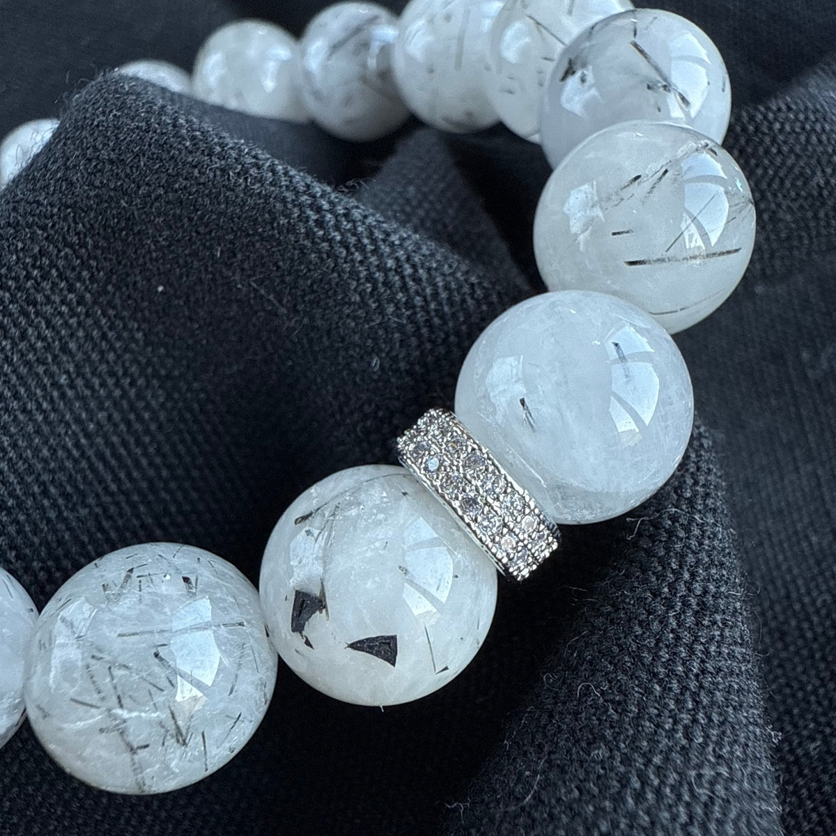Rutilated Quartz Bracelet | Natural Gemstone & Zircon Accent