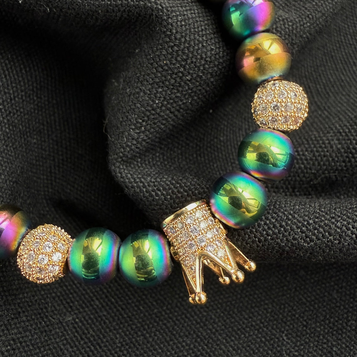 NEO CHROME | Men’s Iridescent Blue & Pink Zircon Bracelet