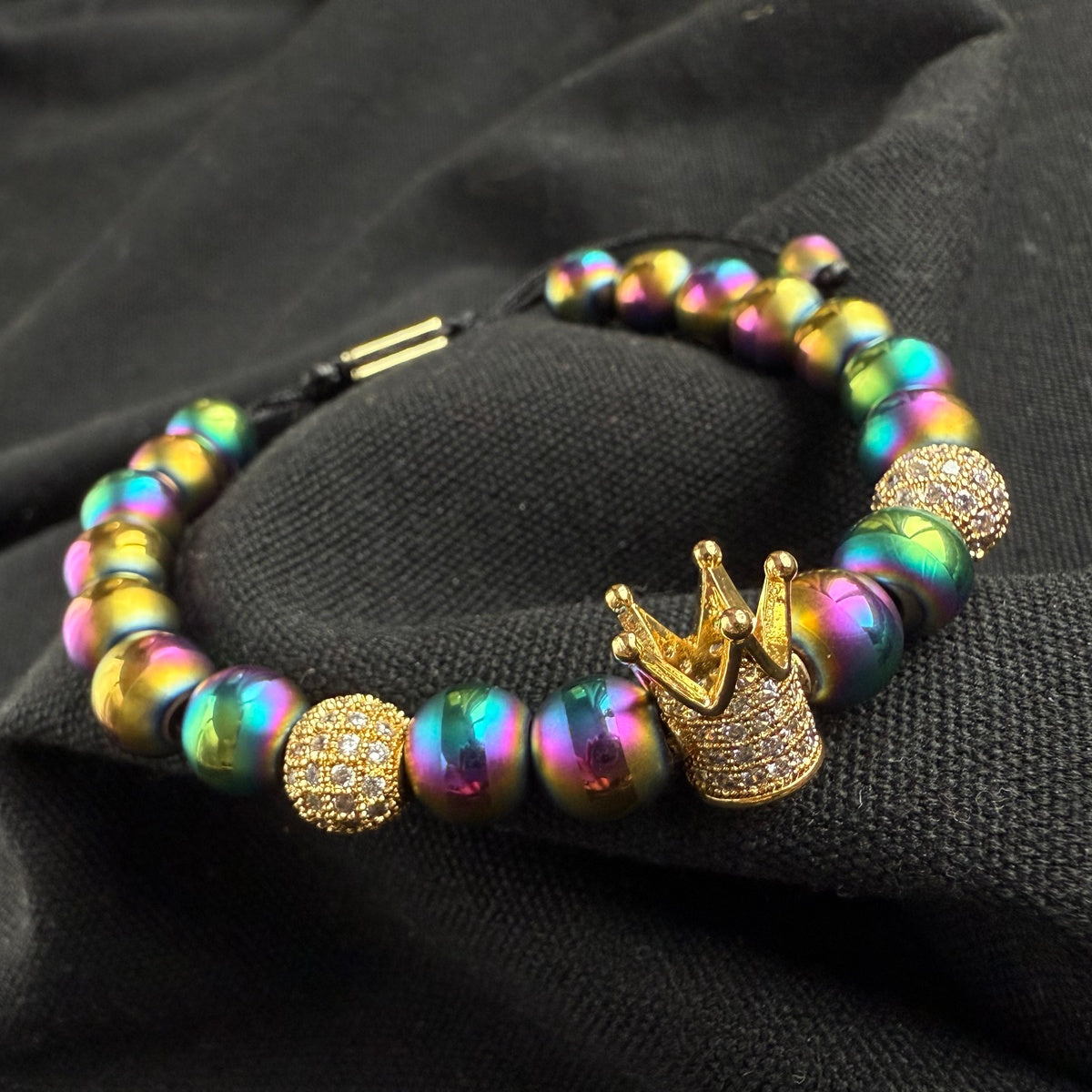 NEO CHROME | Men’s Iridescent Blue & Pink Zircon Bracelet