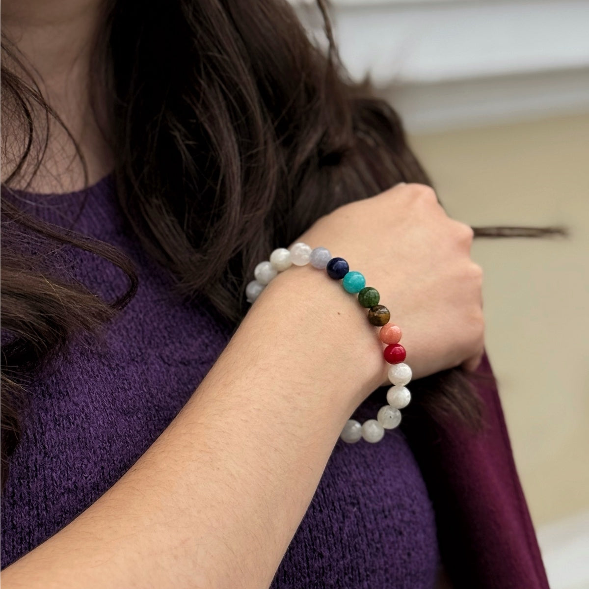 7 Chakra Gemstone Bracelet with Moonstone | Balance & Harmony