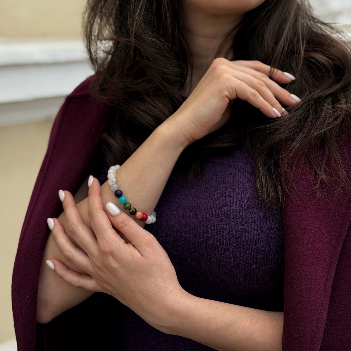 7 Chakra Gemstone Bracelet with Moonstone | Balance & Harmony