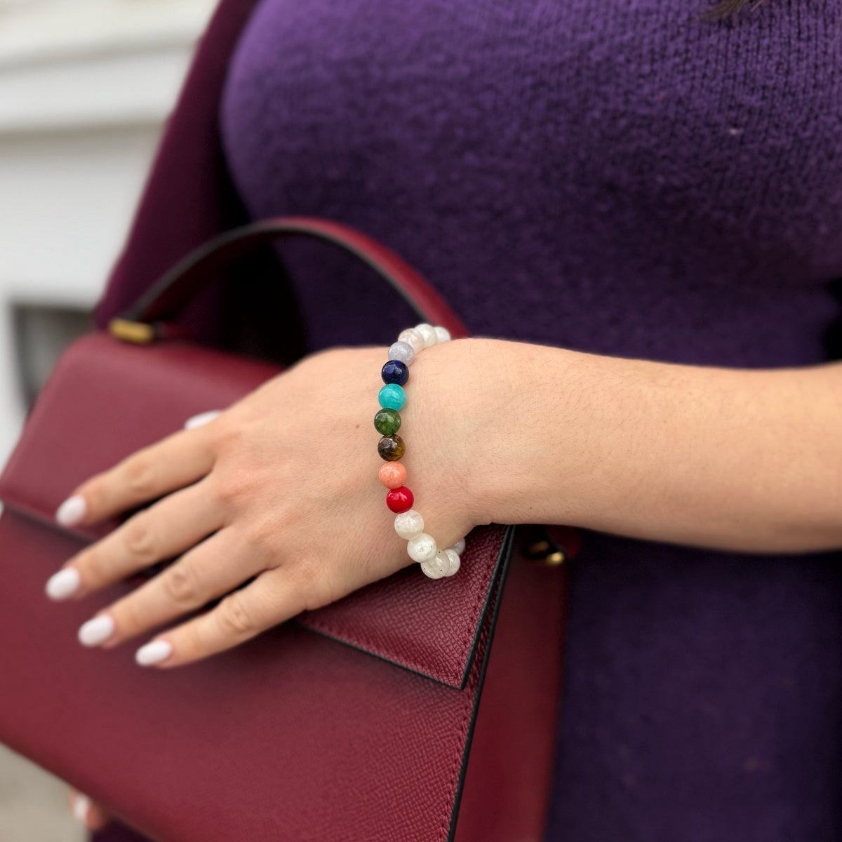 7 Chakra Gemstone Bracelet with Moonstone | Balance & Harmony