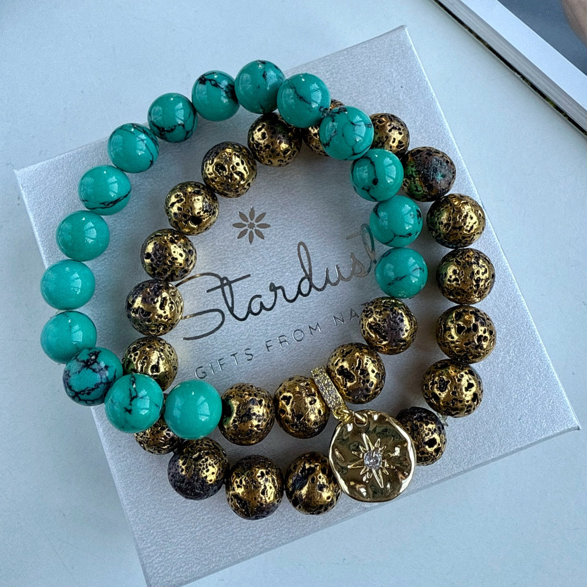 "Antique Gold" Luxury Turquoise and bronze bracelet