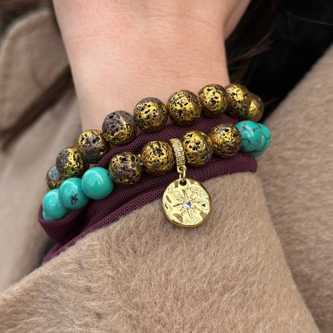 "Antique Gold" Luxury Turquoise and bronze bracelet