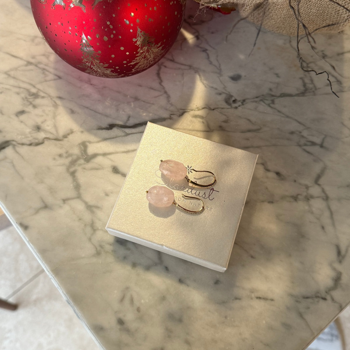 Rose Quartz Drop Earrings with Cubic Zirconia | Masterpiece