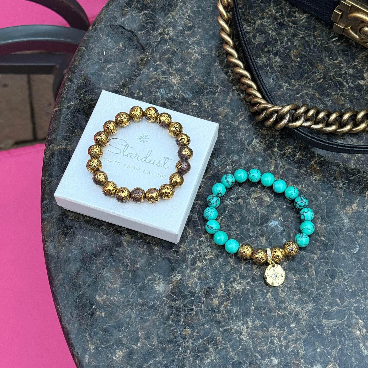 "Antique Gold" Luxury Turquoise and bronze bracelet