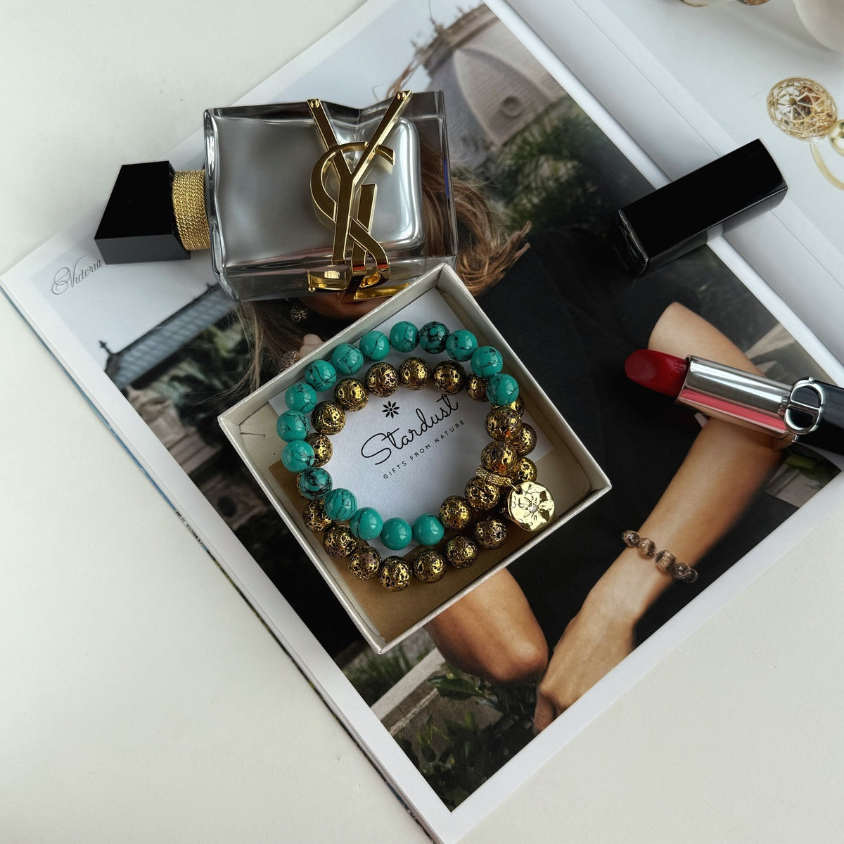 "Antique Gold" Luxury Turquoise and bronze bracelet