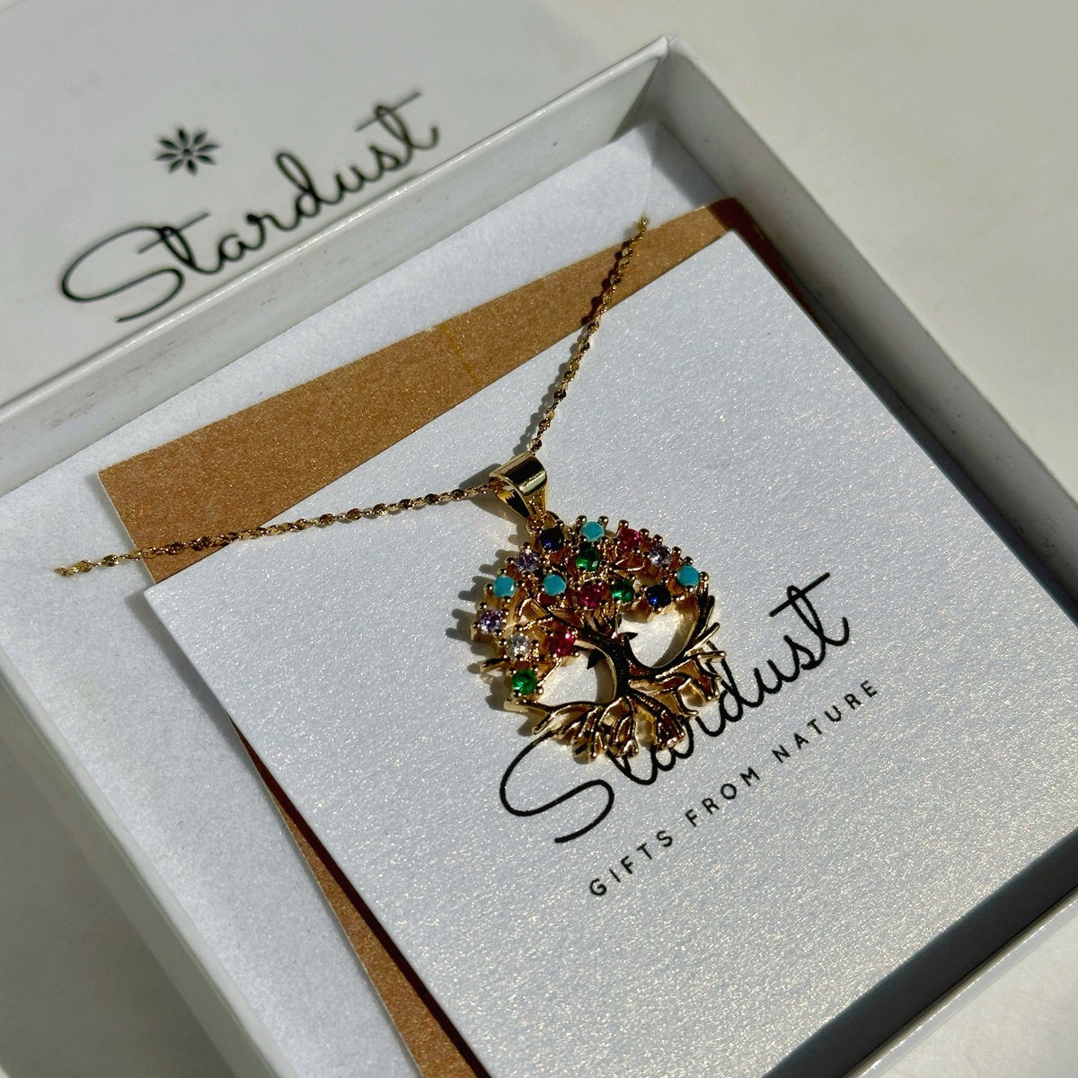 18k Gold plated Tree of life necklace with zircons