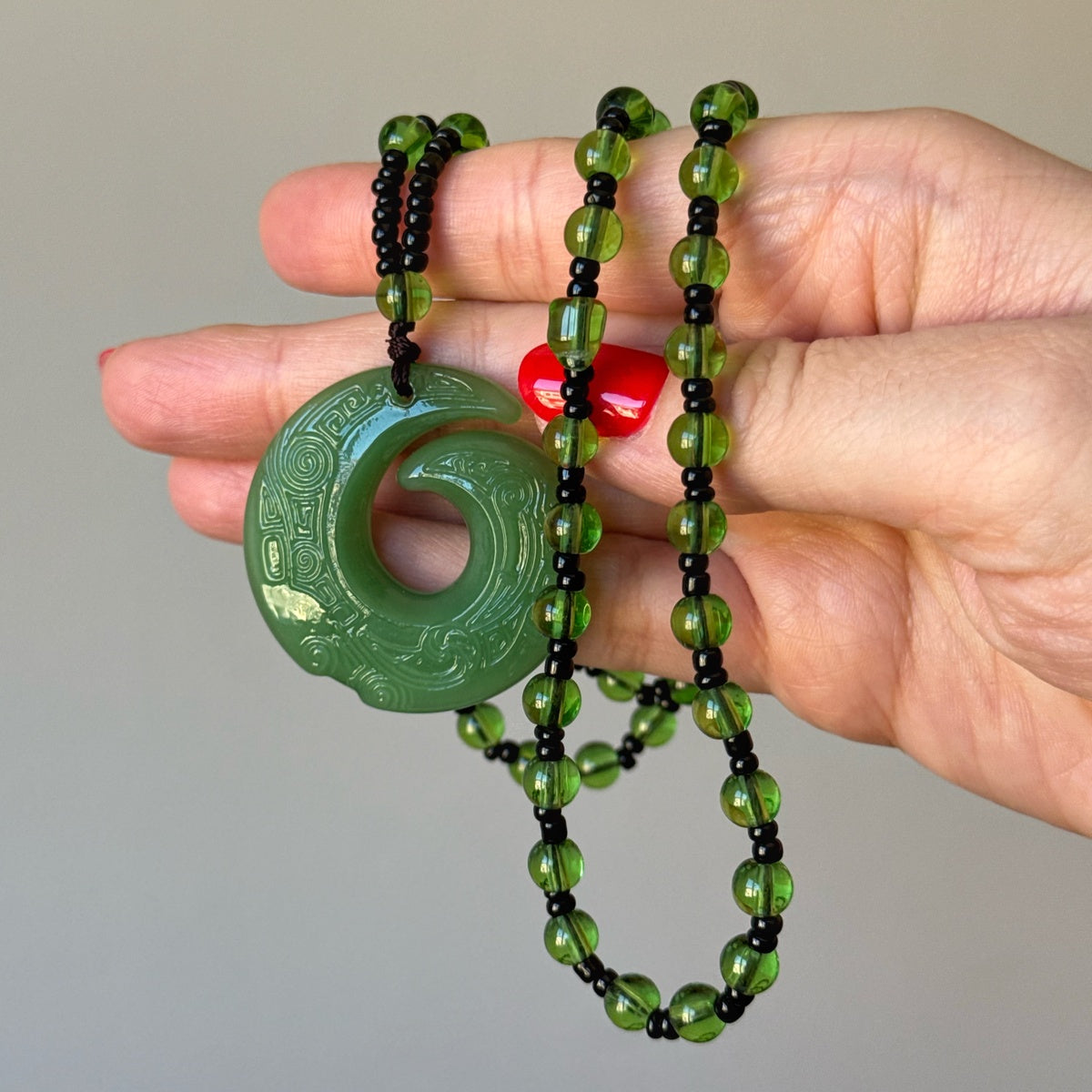 Medium Jade Pendant 4cm, Green Dragon Jade Necklace