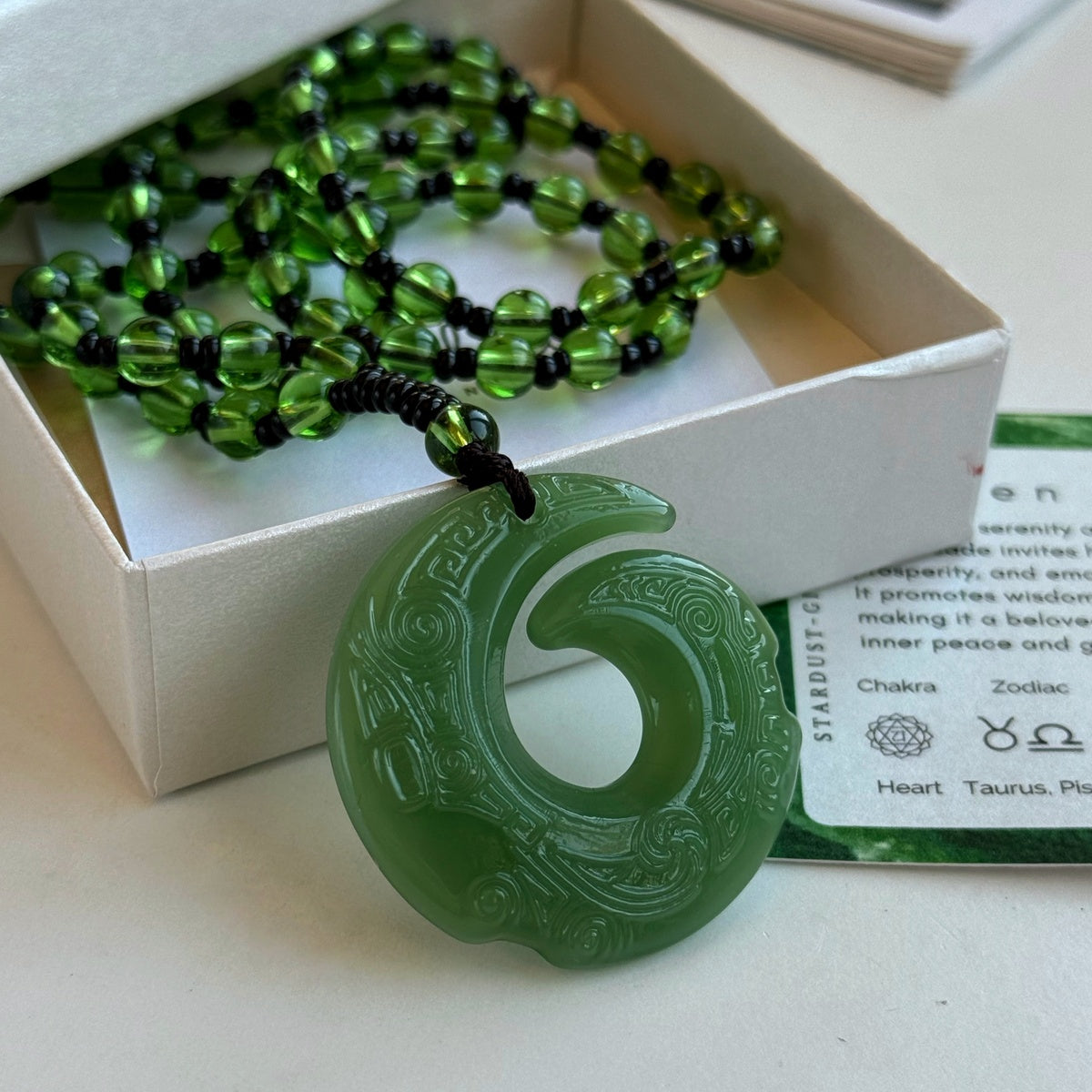 Medium Jade Pendant 4cm, Green Dragon Jade Necklace