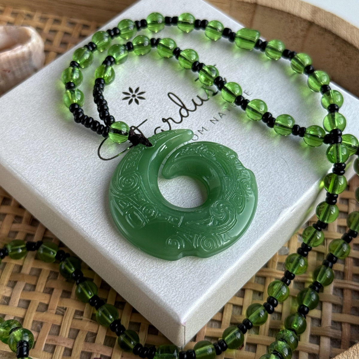 Medium Jade Pendant 4cm, Green Dragon Jade Necklace