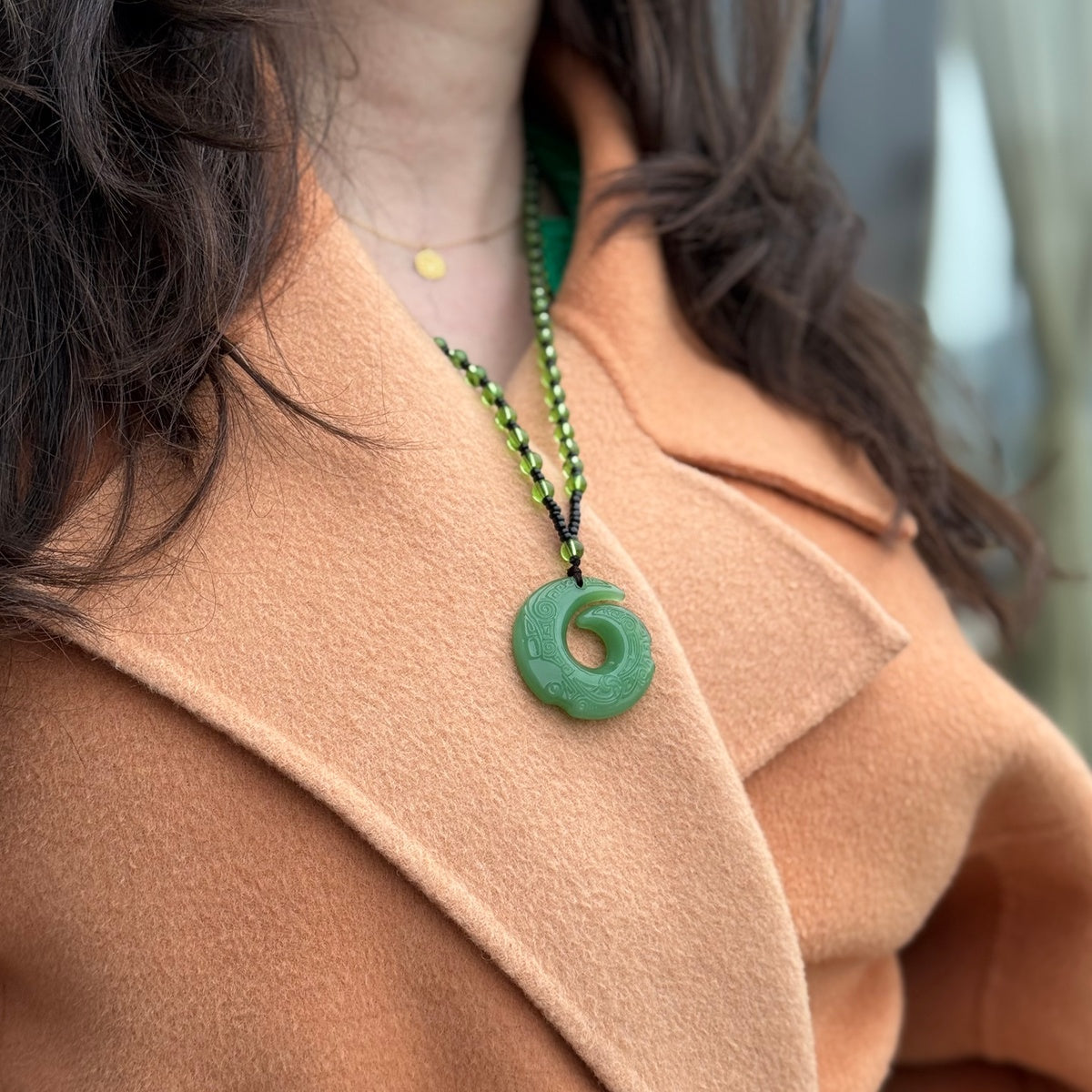 Medium Jade Pendant 4cm, Green Dragon Jade Necklace