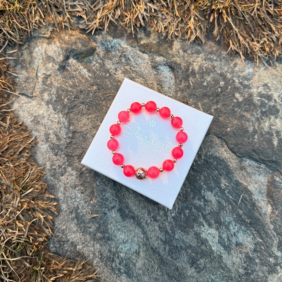 Fuchsia Pink Jade Bracelet | Rose Gold Hematite